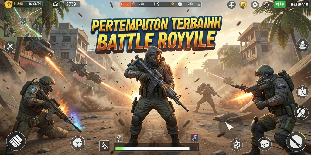 Tampilan intens pertempuran di dunia Battle Royale.