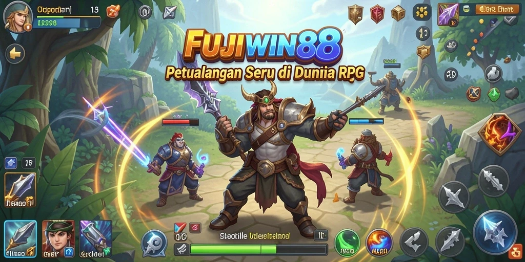 Screenshot menunjukkan karakter dalam pertempuran epik di dunia RPG.