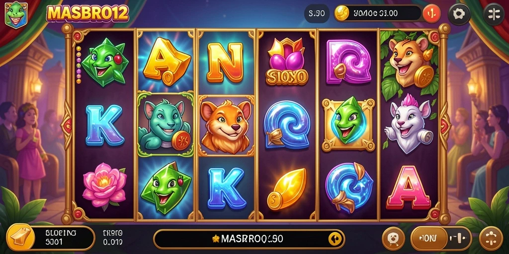 Tampilan gameplay menarik dari MASBRO12 yang penuh warna.