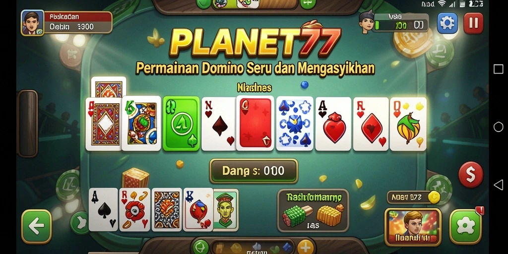 Tampilan gameplay seru dari permainan Domino PLANET77.