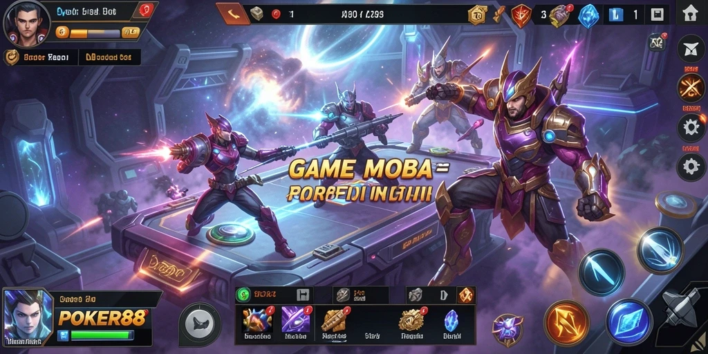 Screenshot POKER88 menampilkan aksi seru dalam pertandingan MOBA.