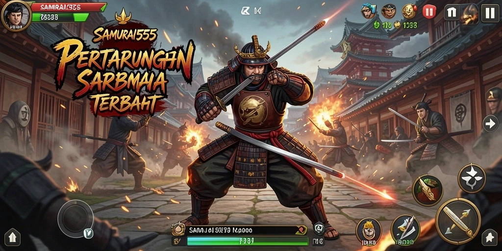 Gameplay SAMURAI555 yang menegangkan dengan aksi samurai.