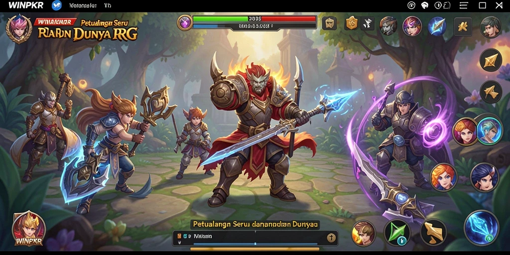 Tangkapan layar gameplay WINPKR menampilkan aksi pertempuran yang seru dan karakter yang menarik.
